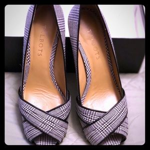 Leather Glen Plaid & Houndstooth Peep Toe Pumps